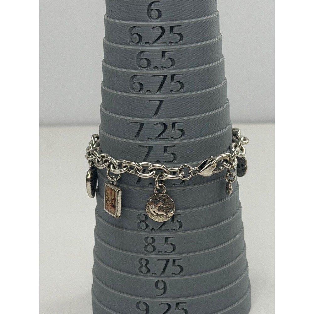 Brighton Silver Tone Love Peace Dove Heart Charm Bracelet Rolo Link Boho Hippie - Picture 6 of 7